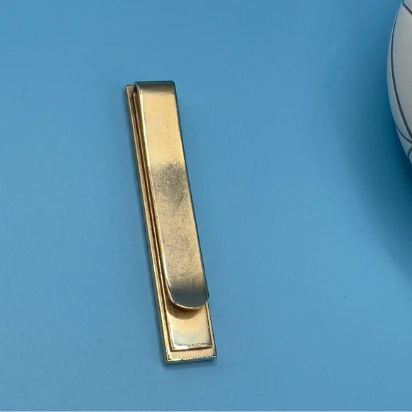 Vintage Heavy Gold Tone Textured Tie Clip Bar Mid Century Brutalist 30g 🔥 - Picture 8 of 8